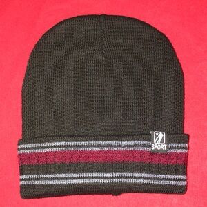 Black Knit Beanie with Stripes